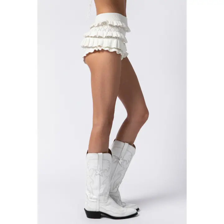 Kinsey Knit Mini Bloomer Shorts Ivory