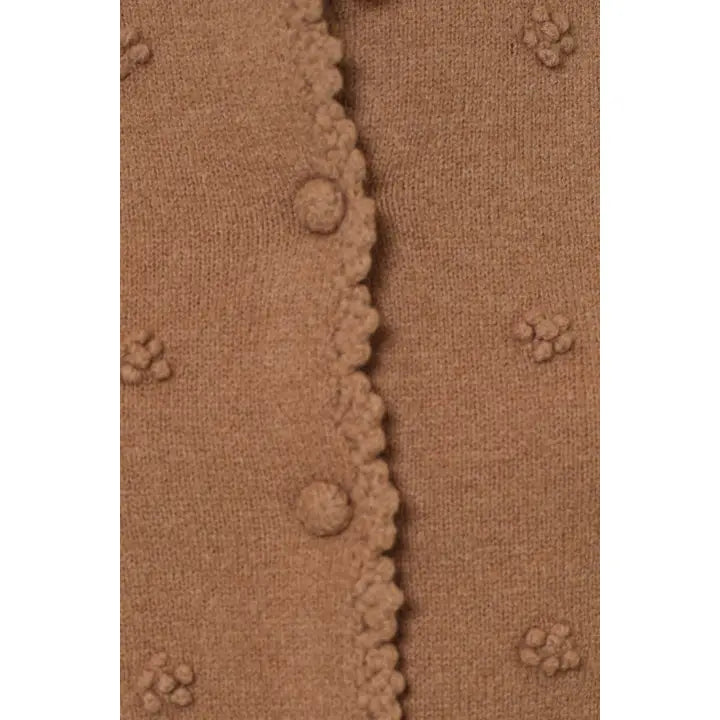 Pom Pom Buttoned Cardigan Carmel