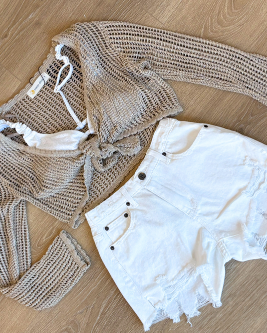 Ocean Front White Demin Shorts