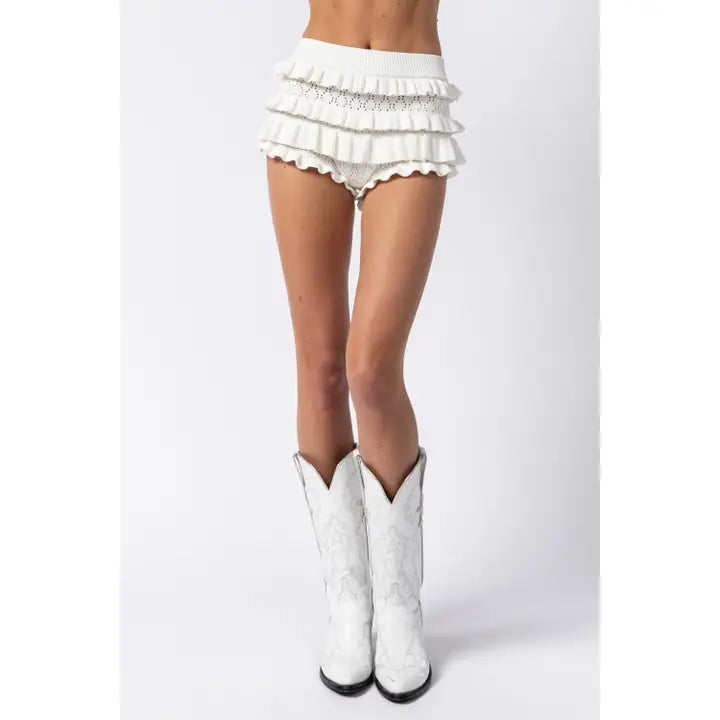 Kinsey Knit Mini Bloomer Shorts Ivory