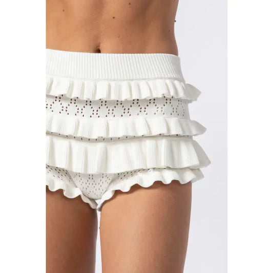 Kinsey Knit Mini Bloomer Shorts Ivory