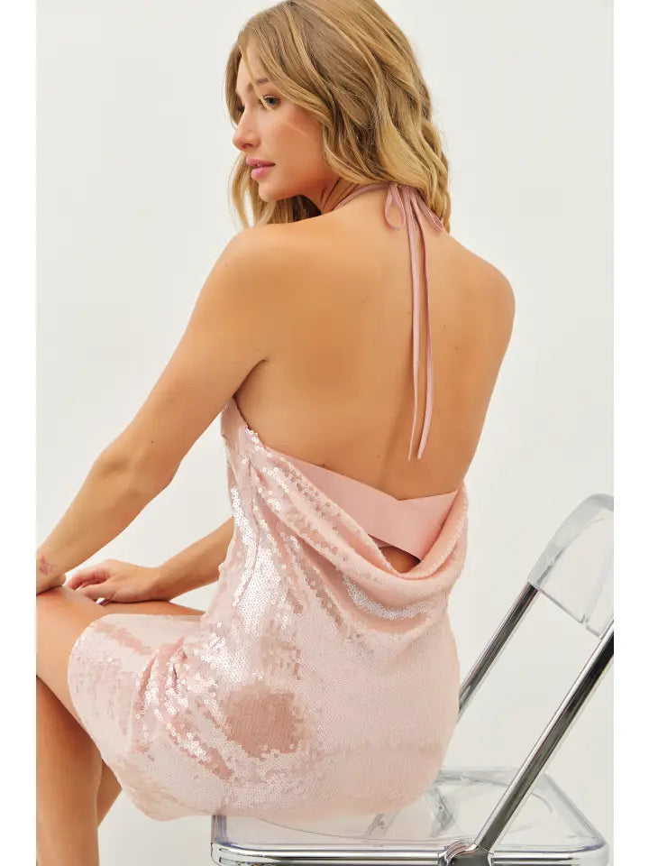Livvy Sequin Halter Dress