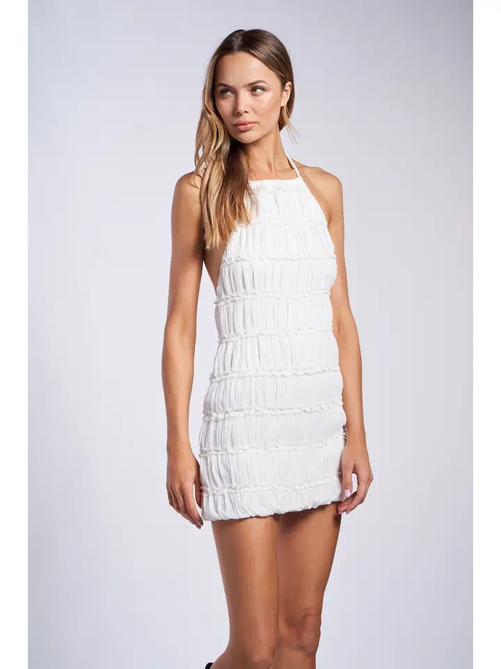 Yasmin Sheer Halter Mini Dress