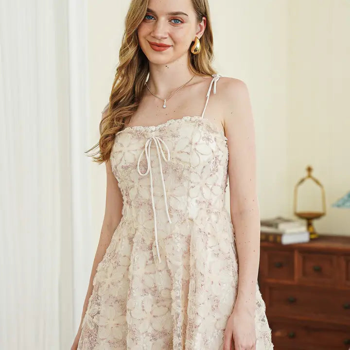 Posie Beaded Mini Dress Blush