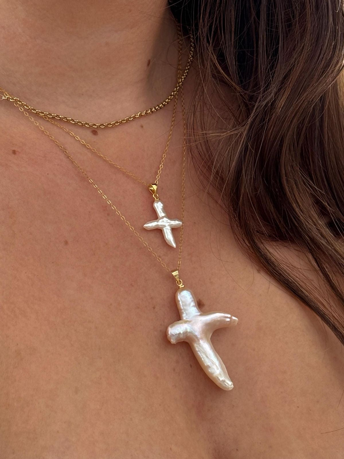 Eloise Pearl Cross Necklace