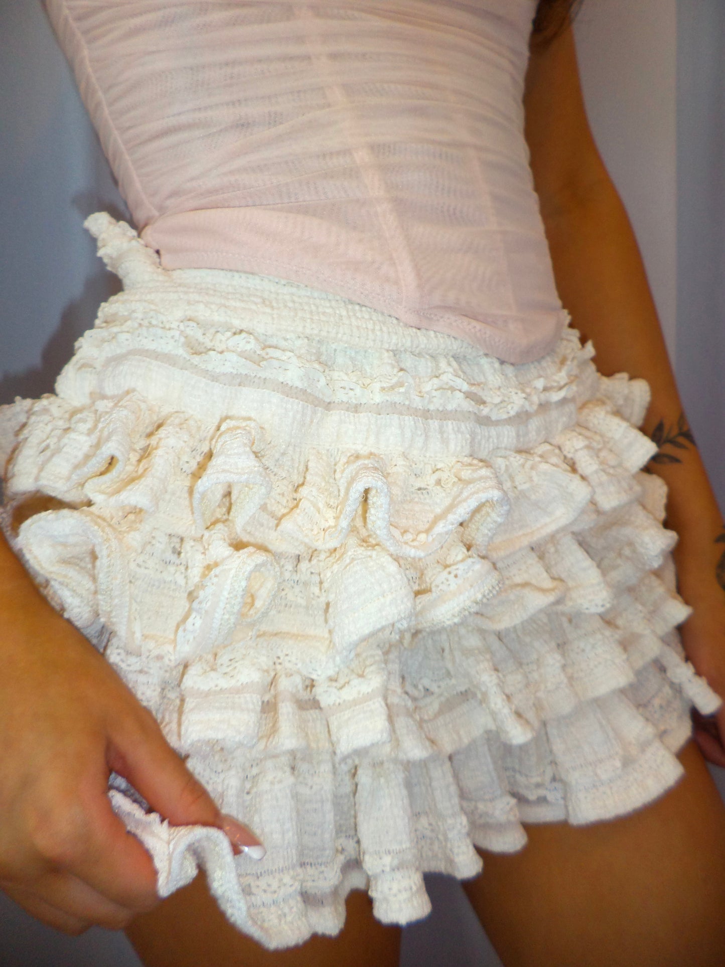 Adored Lace Mini Skort Ivory