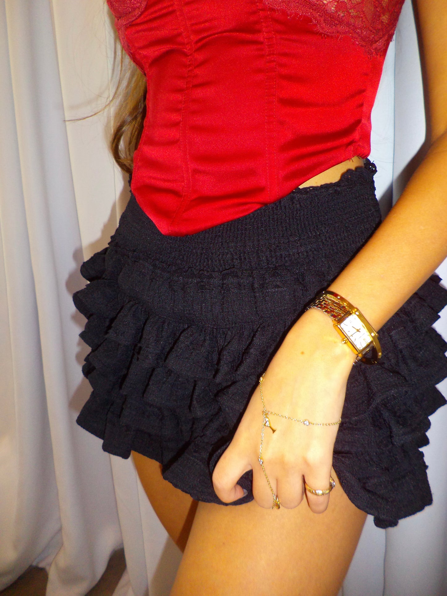 Adored Lace Mini Skirt Black