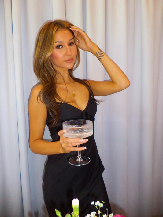 Amor Satin Maxi Dress Noir