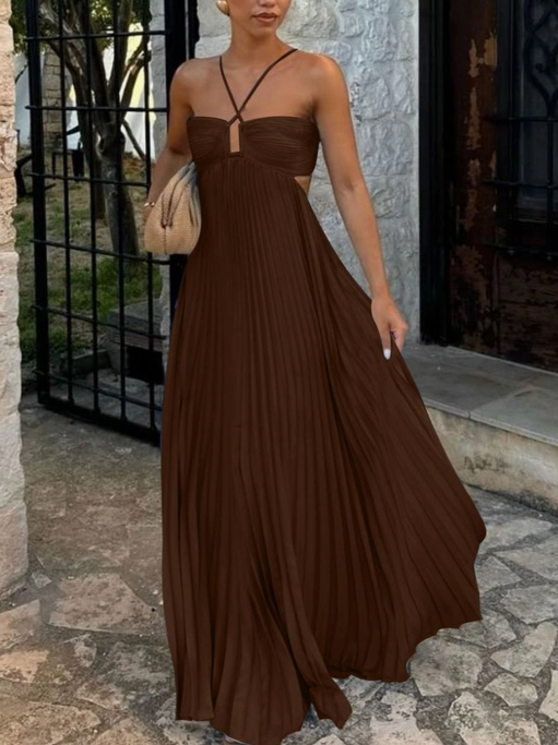 Coco Pleated Halter Maxi Dress