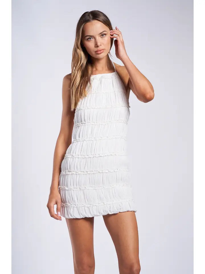 Yasmin Sheer Halter Mini Dress