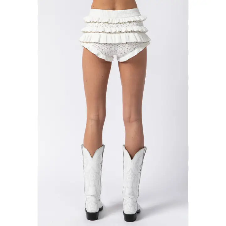 Kinsey Knit Mini Bloomer Shorts Ivory