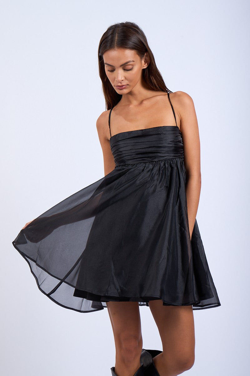 Tiana Sheer Black Mini Dress