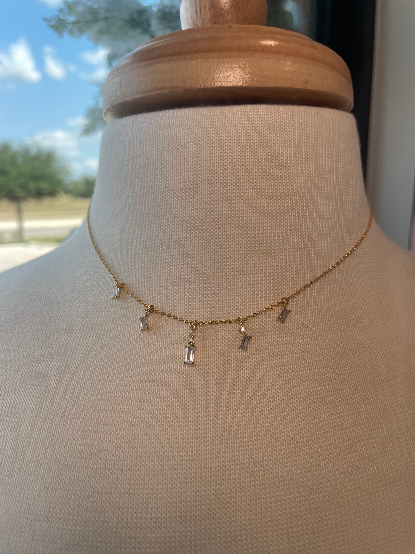 5 Diamond Stud Necklace