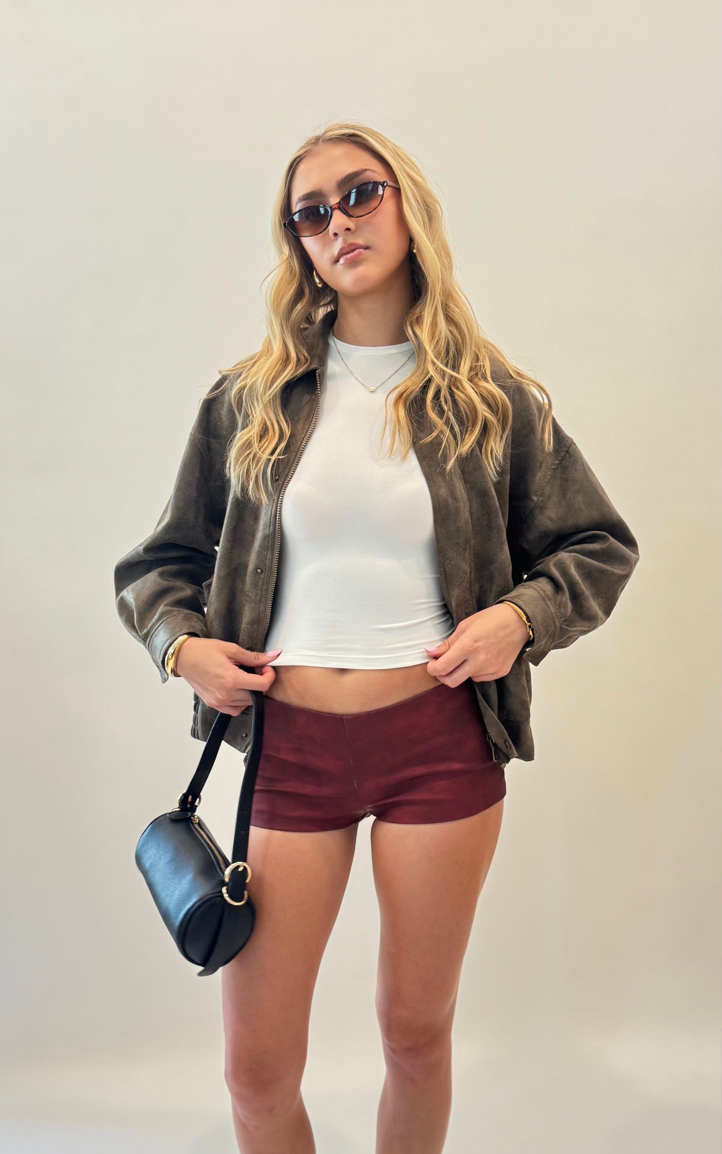 Jasmin Leather Shorts Merlot