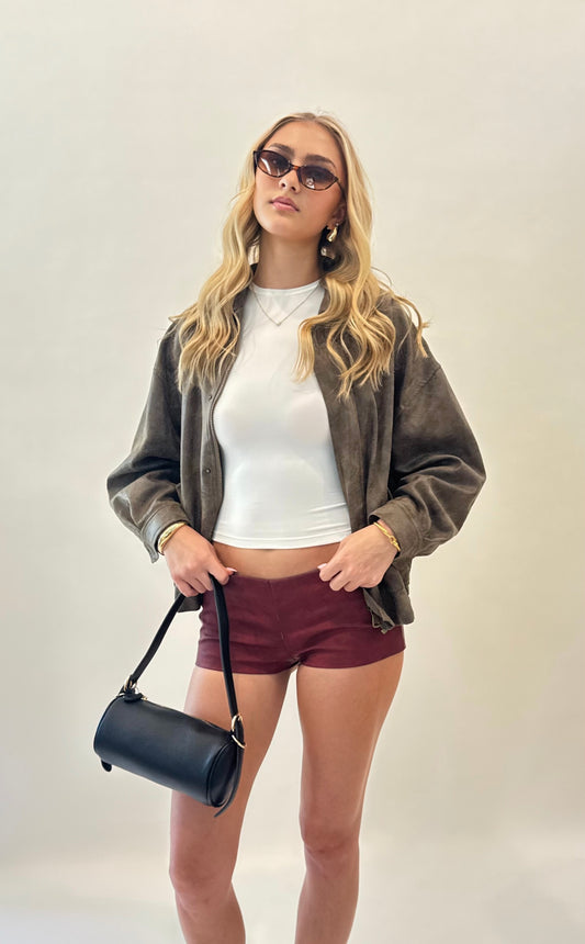 Jasmin Leather Shorts Merlot