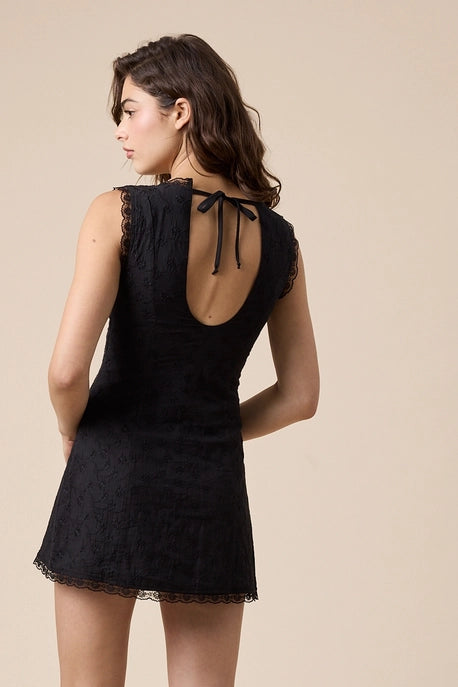 Willow Eyelet Lace Mini Dress Mocha