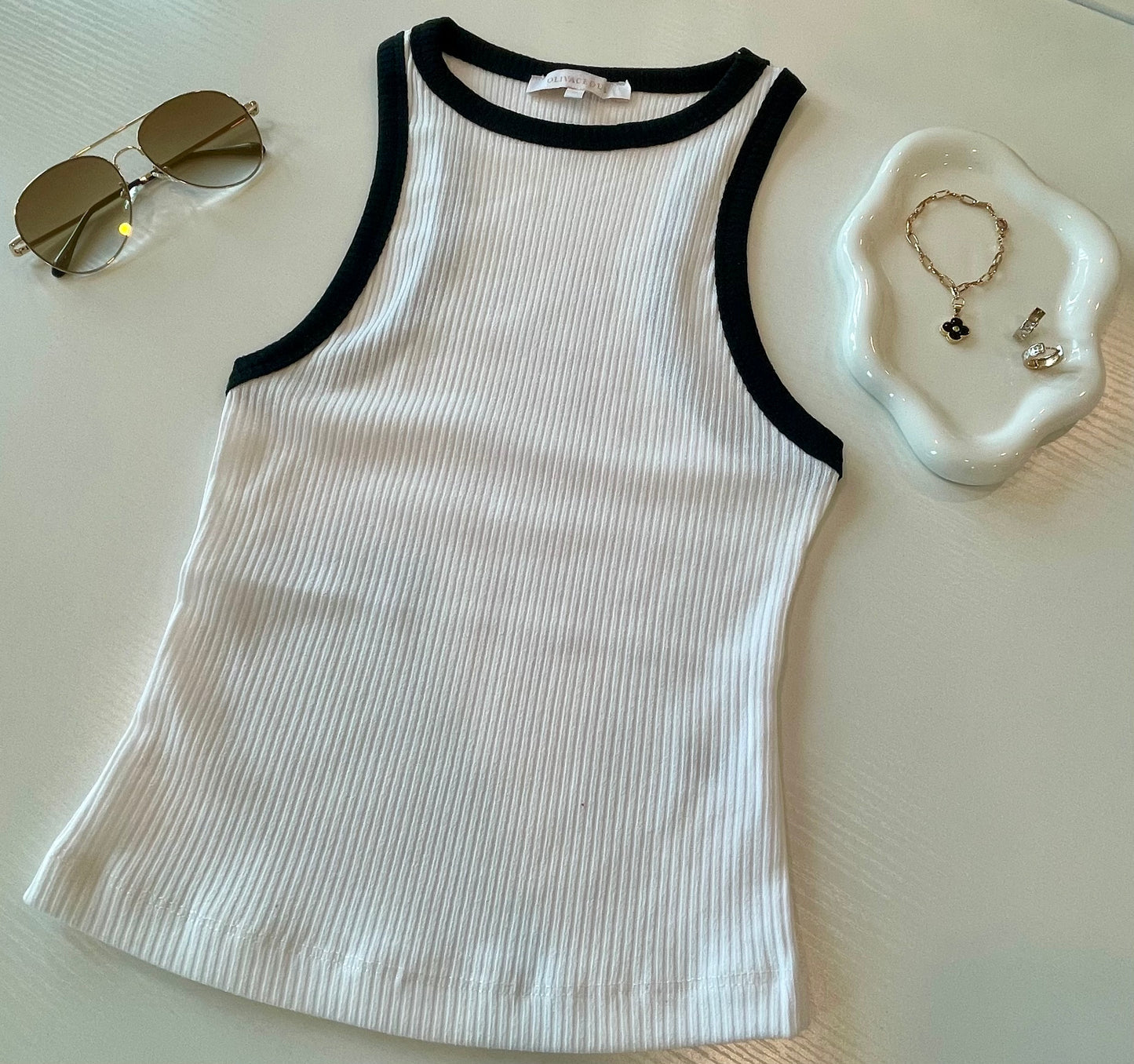 Addison Tank Black & Ivory