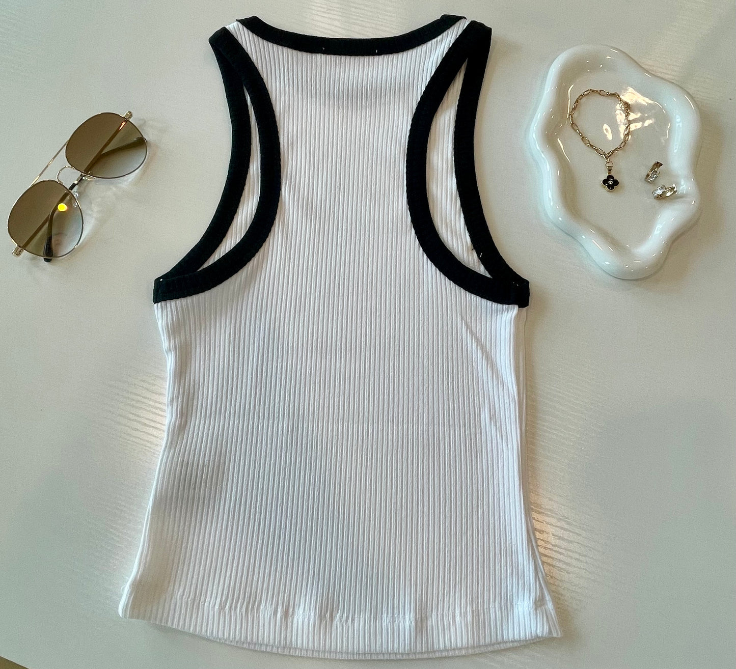 Addison Tank Black & Ivory