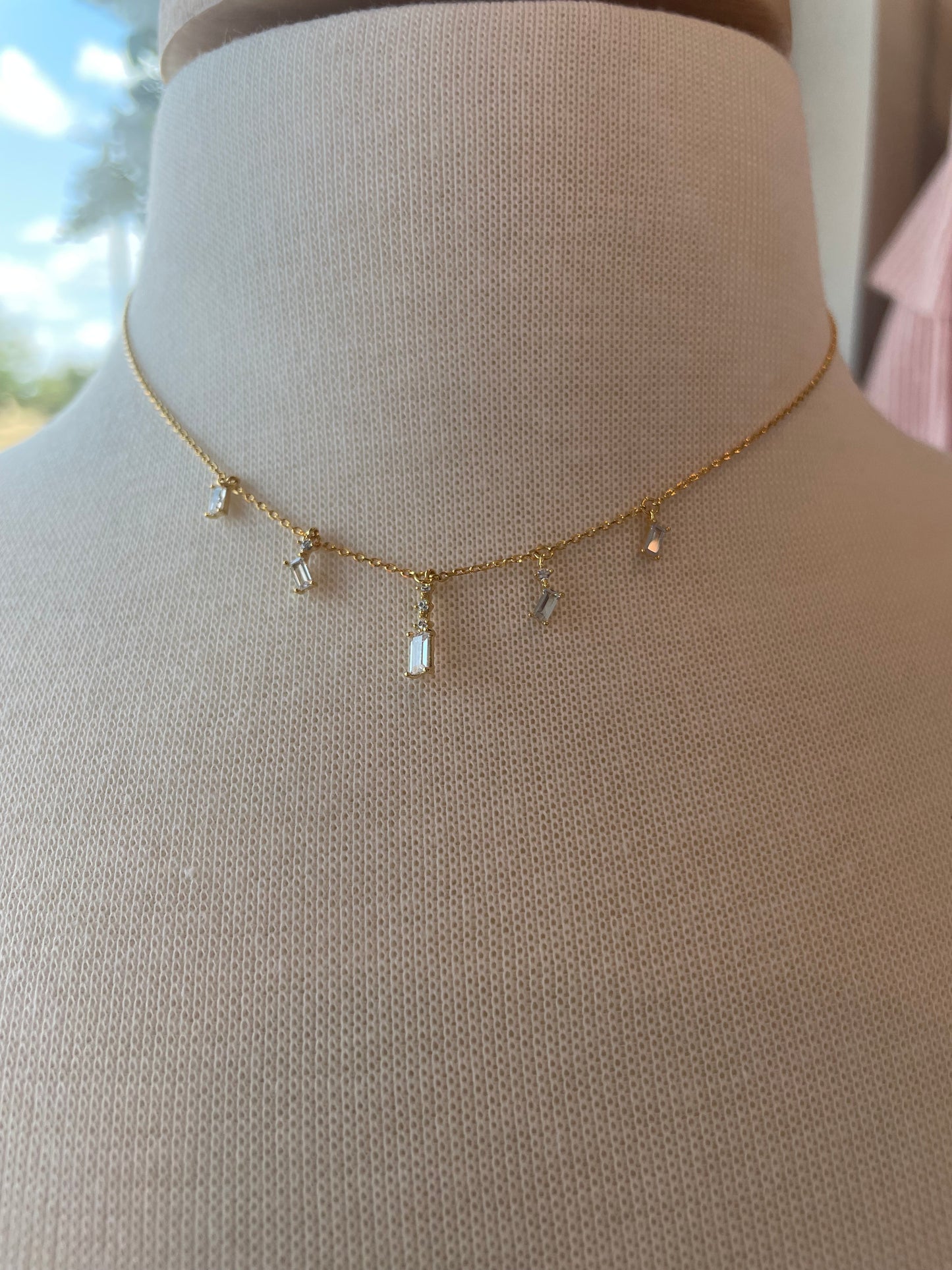 5 Diamond Stud Necklace