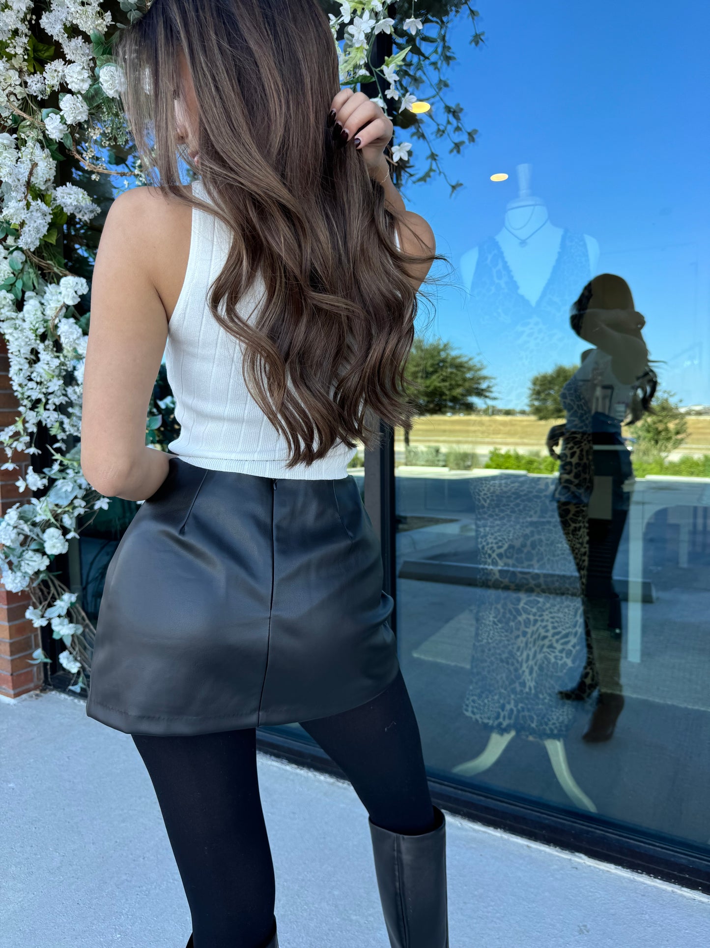 Jade Leather Mini Skirt Black