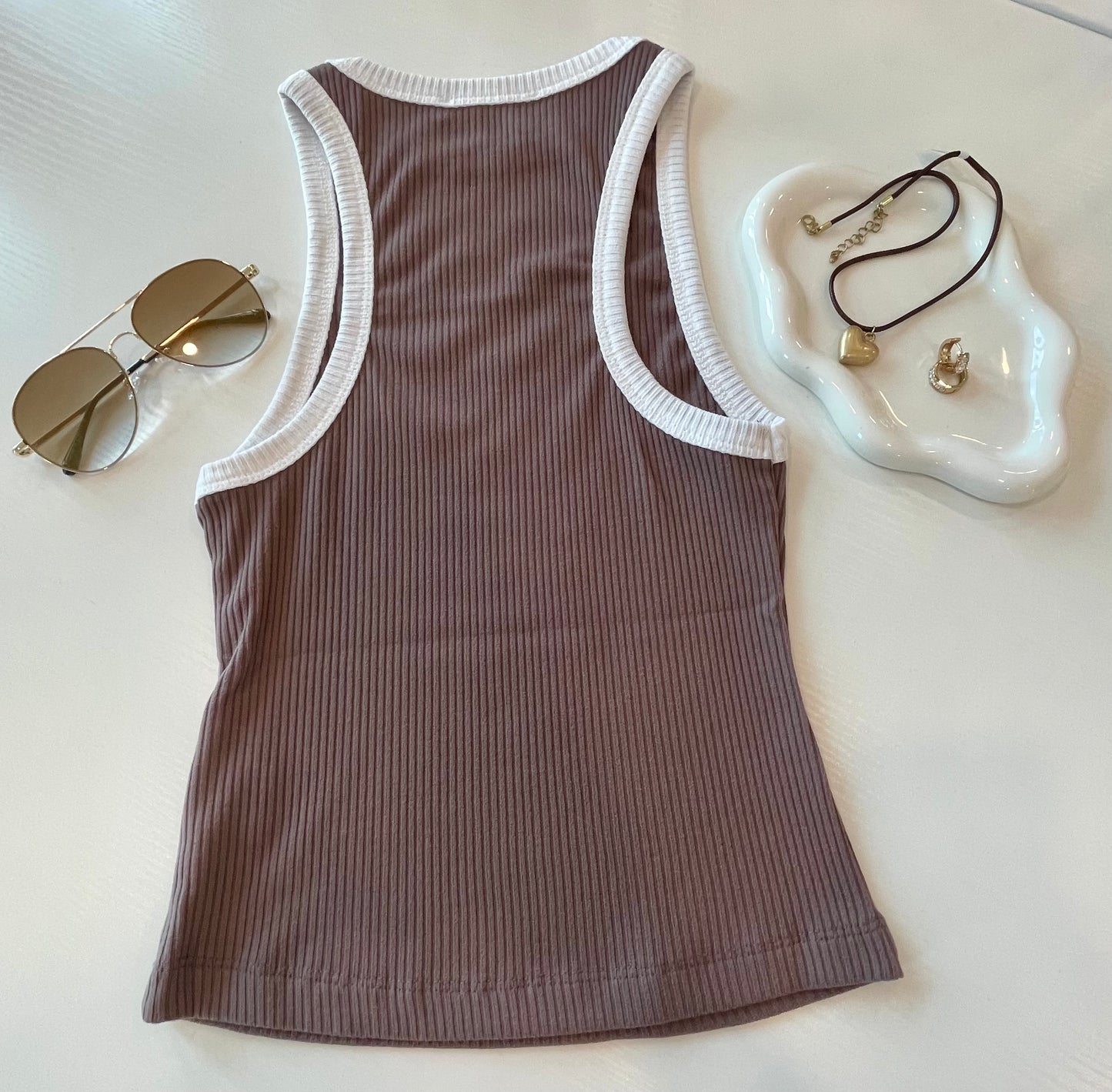 Addison Tank Mocha & Ivory