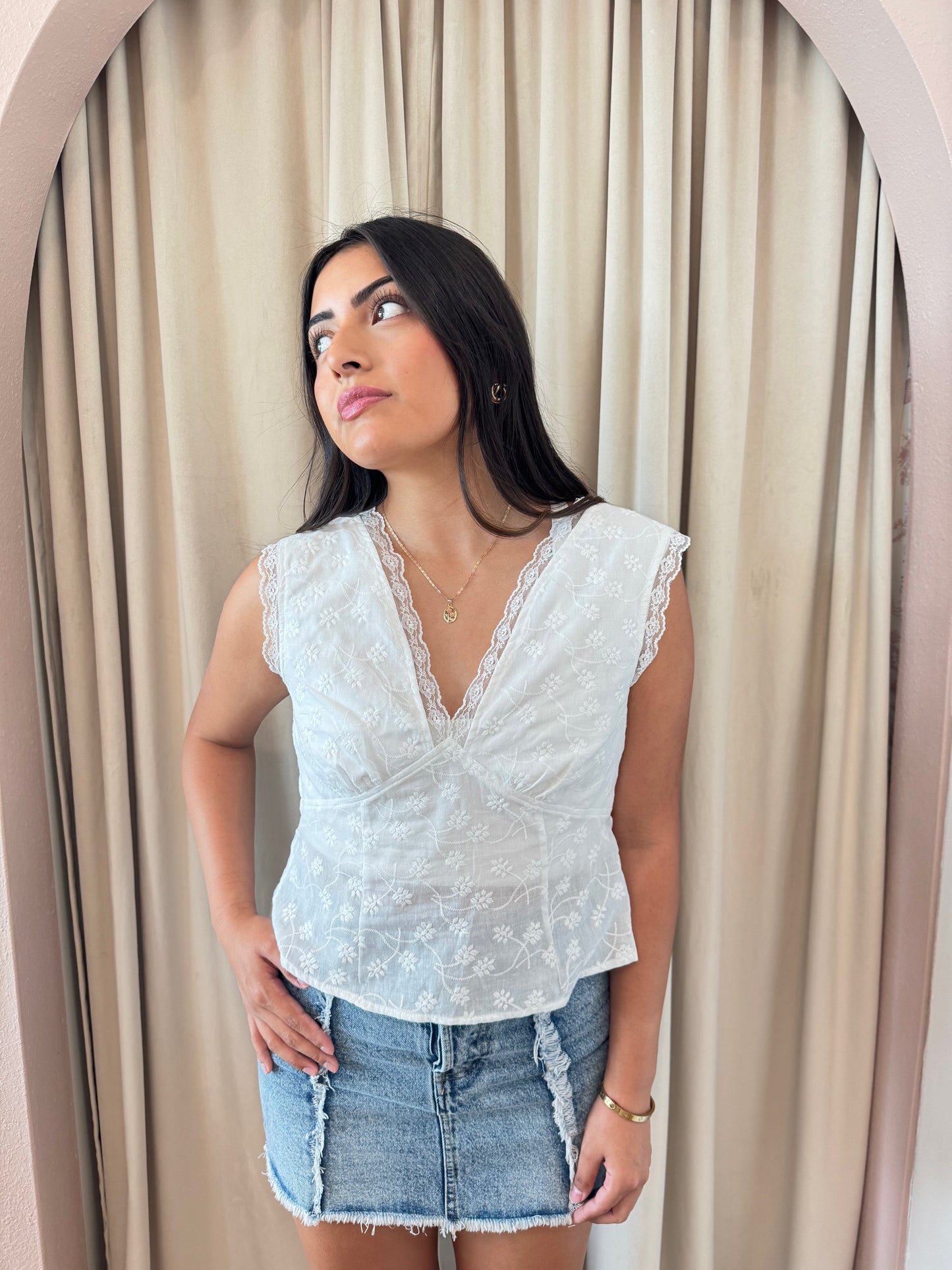 Amelia Lace Eyelet Top