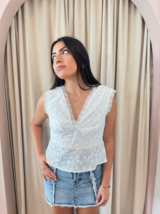 Amelia Lace Eyelet Top