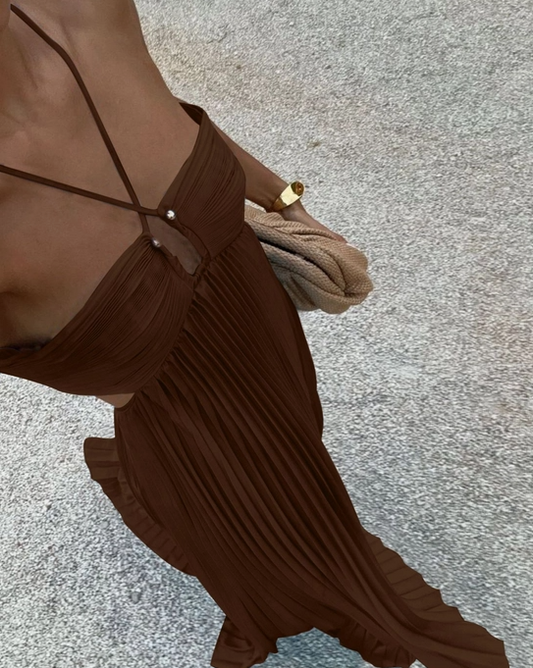 Coco Pleated Halter Maxi Dress