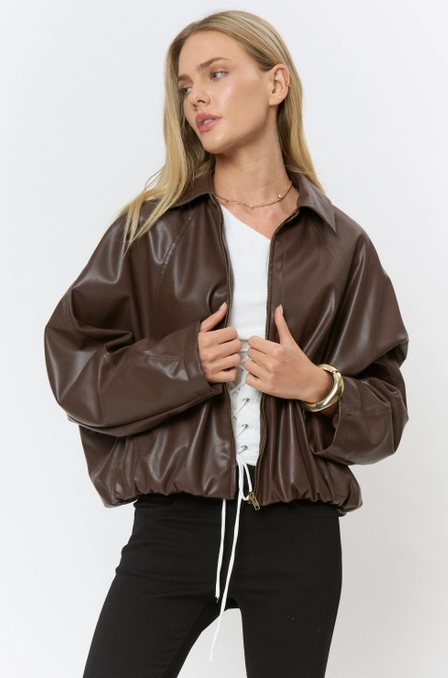 Briana Bubble Hem Faux Jacket