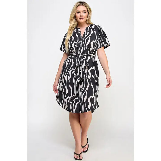 Brittany Marble Print Shirt Dress